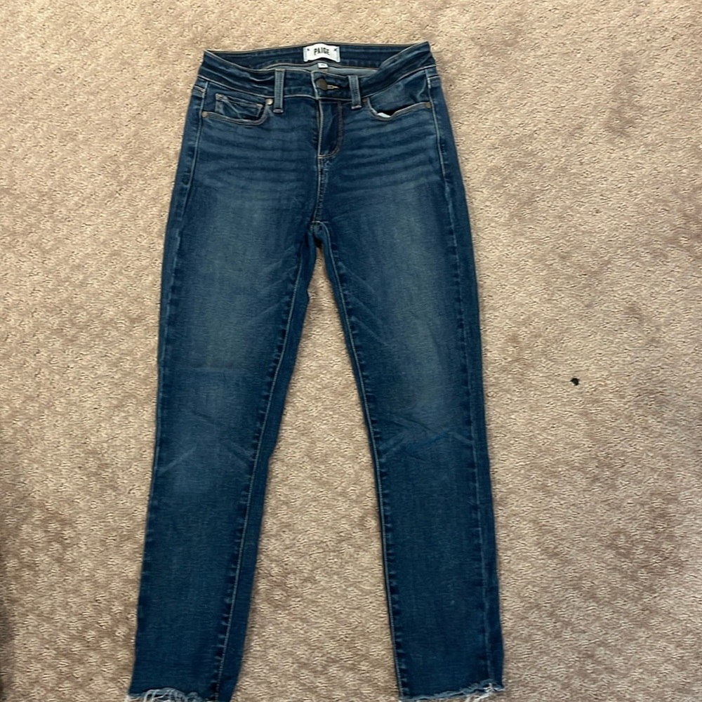Paige skinny denim . Frayed bottoms